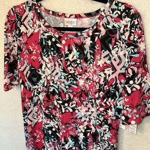 NWT Lularoe Julia Dress - size medium - pink and blue flora print